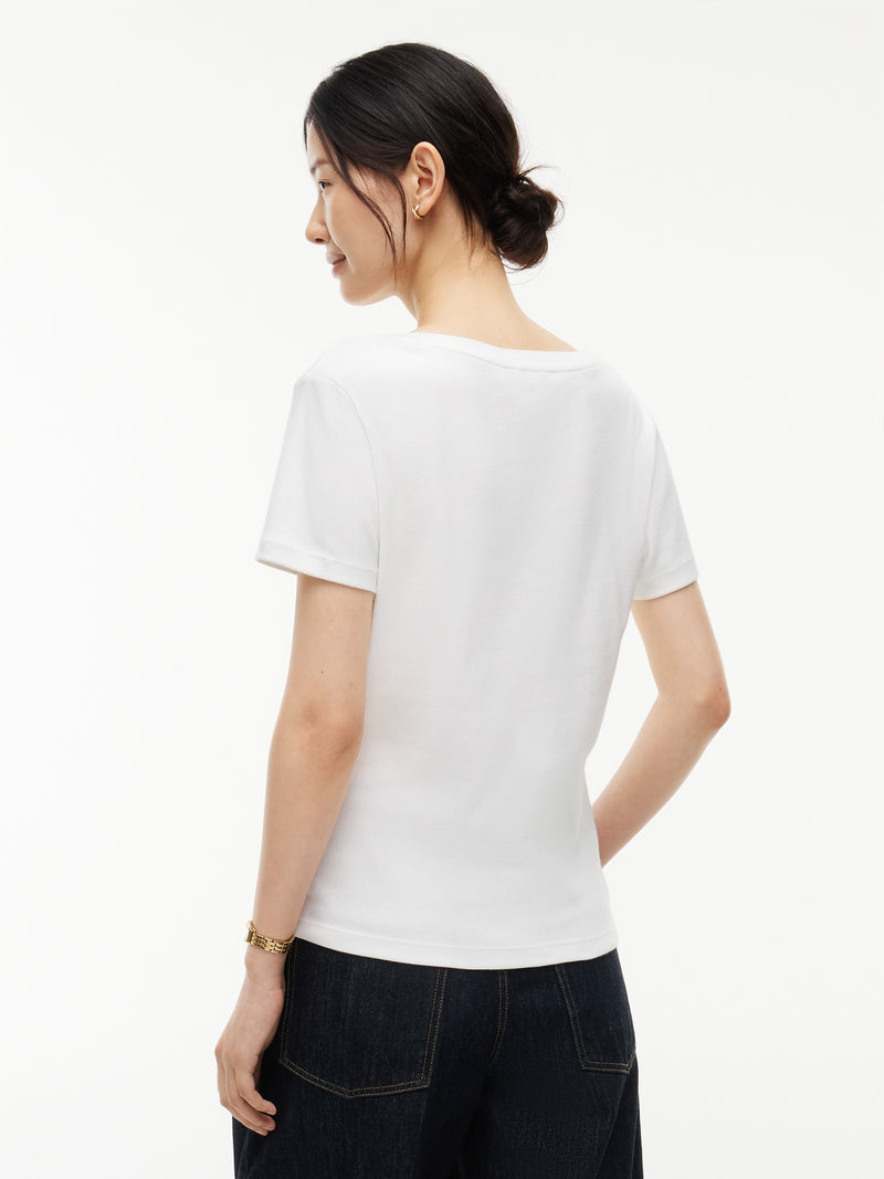 Solid Slim Fit Half Sleeve Ribbed T-Shirt