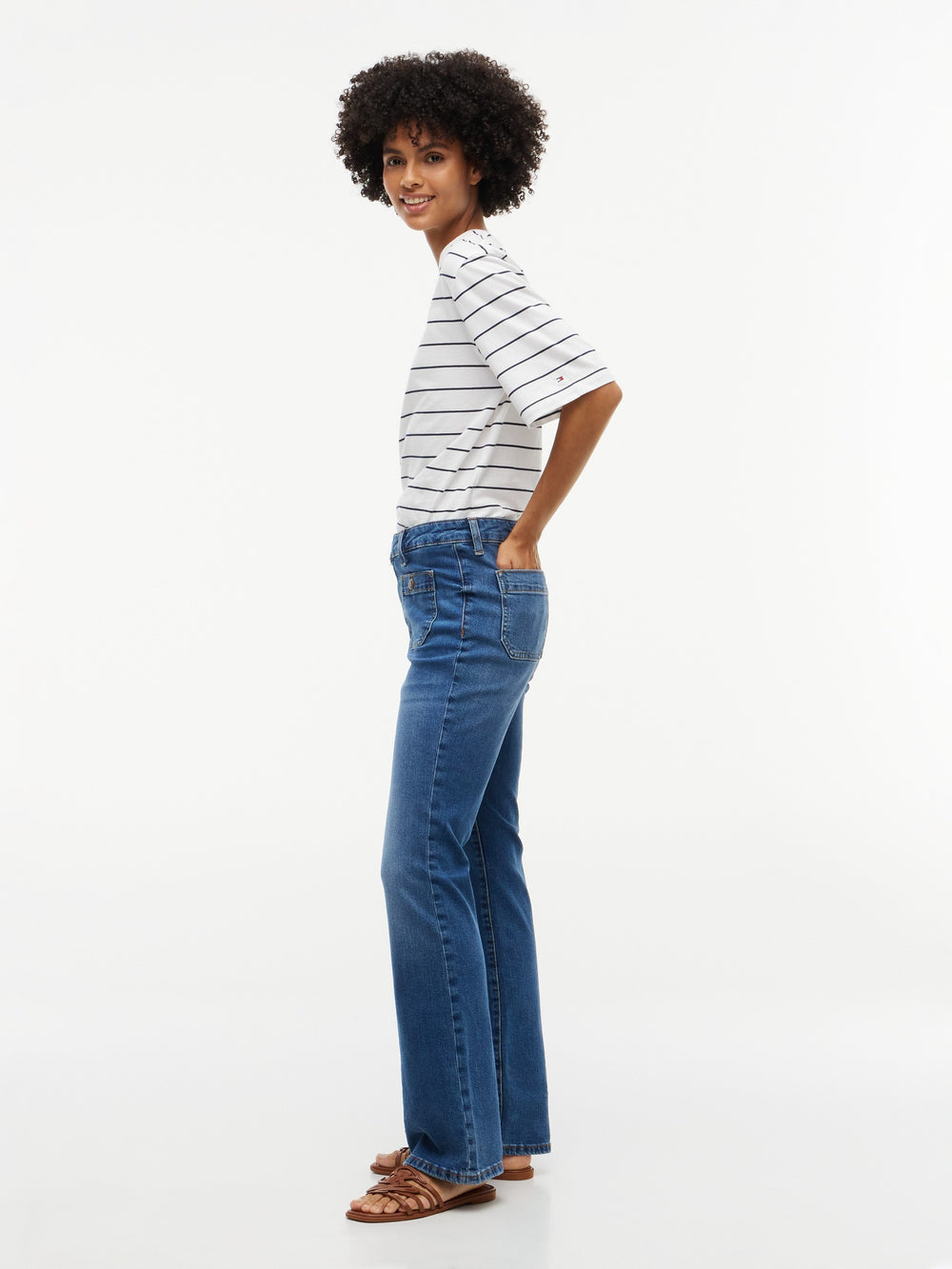 Mid Rise Mid Wash Stretch Bootcut Jeans