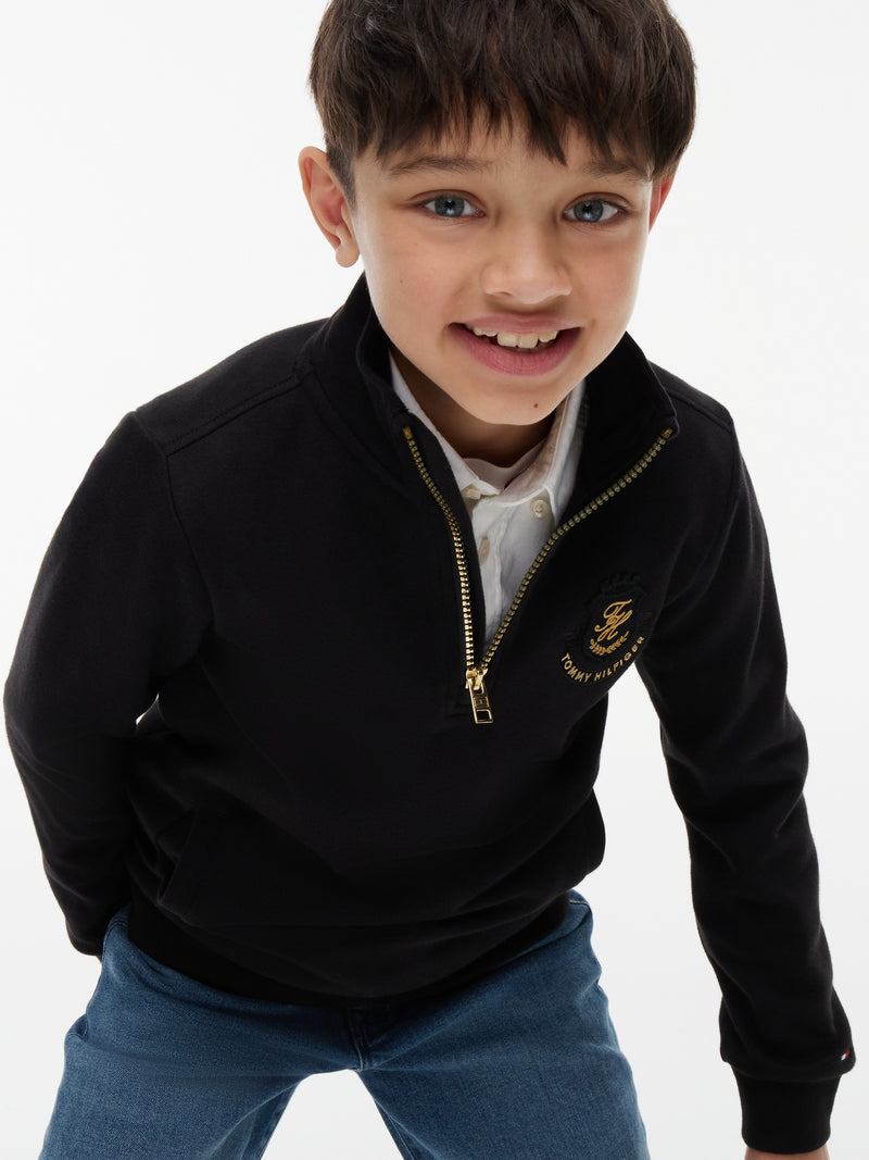 Kids Interlock Quarter Zip Sweatshirt
