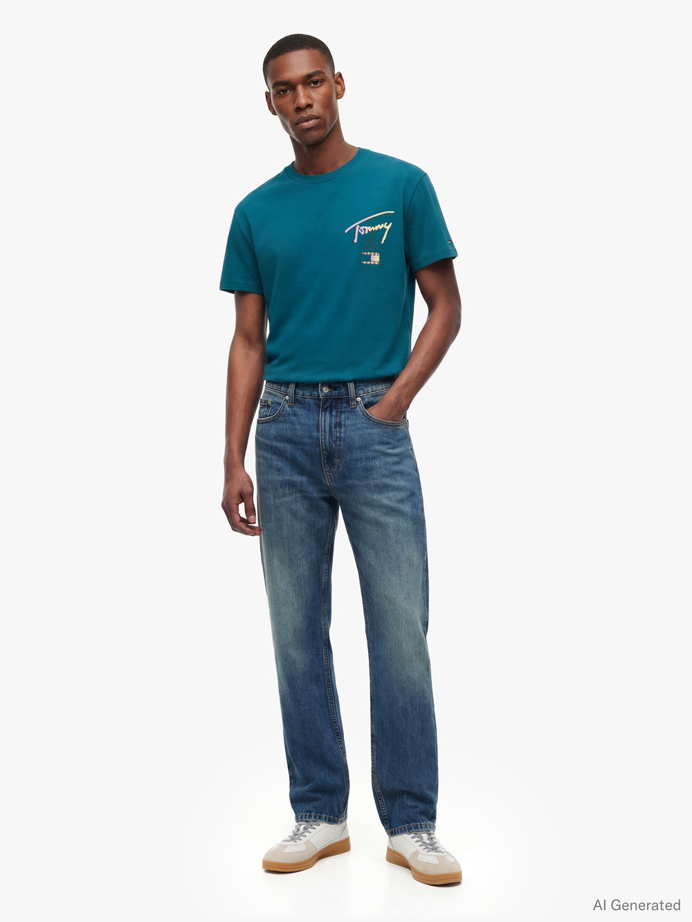 Men Ryan Slim Straight Mid Wash Jeans