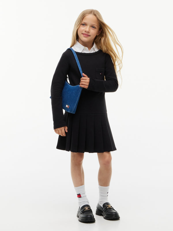 Kids Long-Sleeve Solid Knit Skater Dress