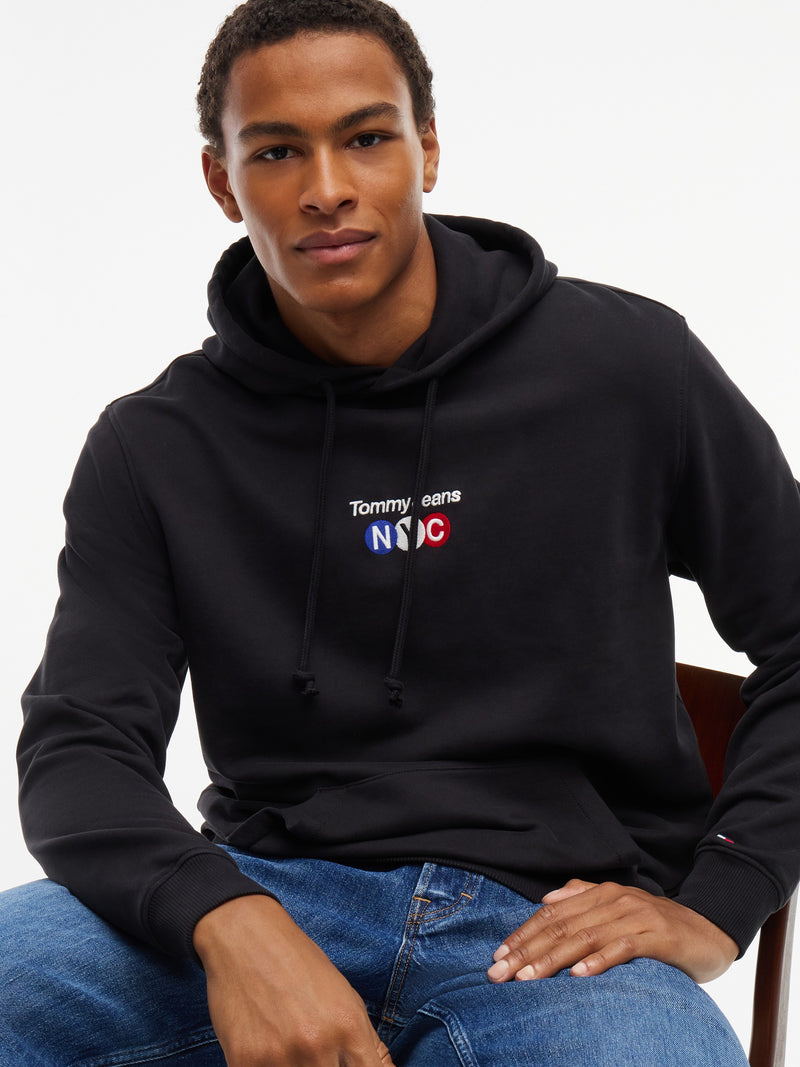 Regular Fit Diagonal Terry Hooded Sweatshirt