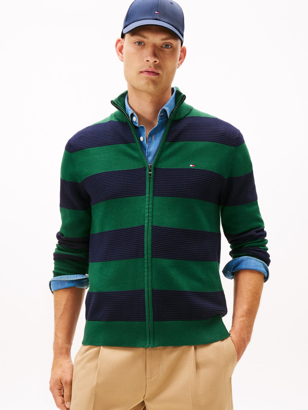 Zip Thru Striped Sweater