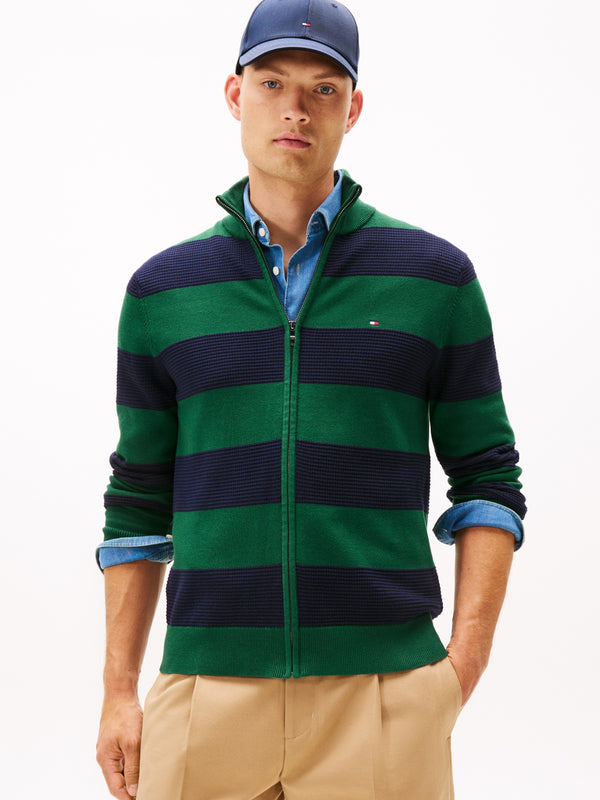 Zip Thru Striped Sweater