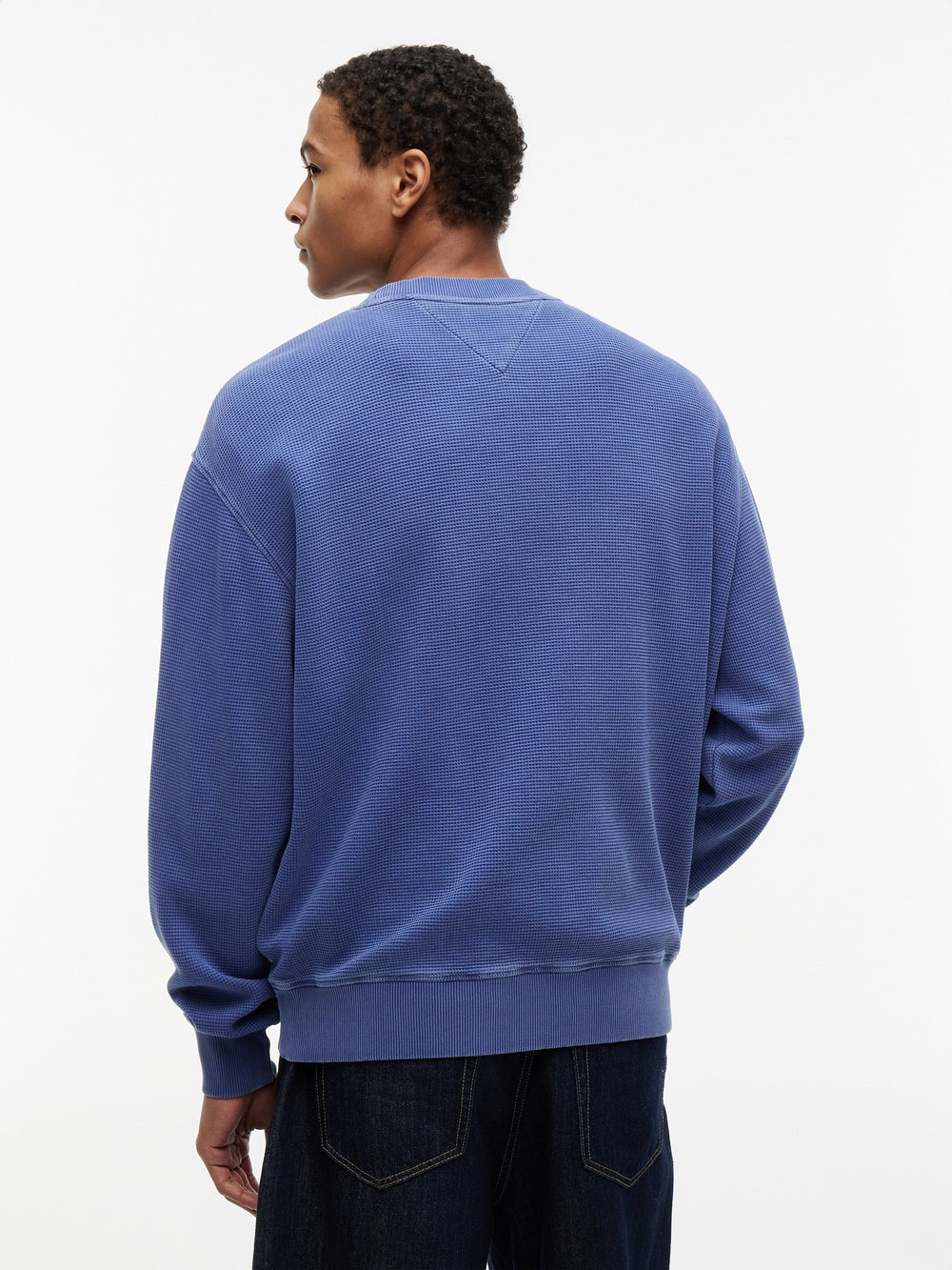Relaxed Fit Waffle Crew Neck Sweatshirt