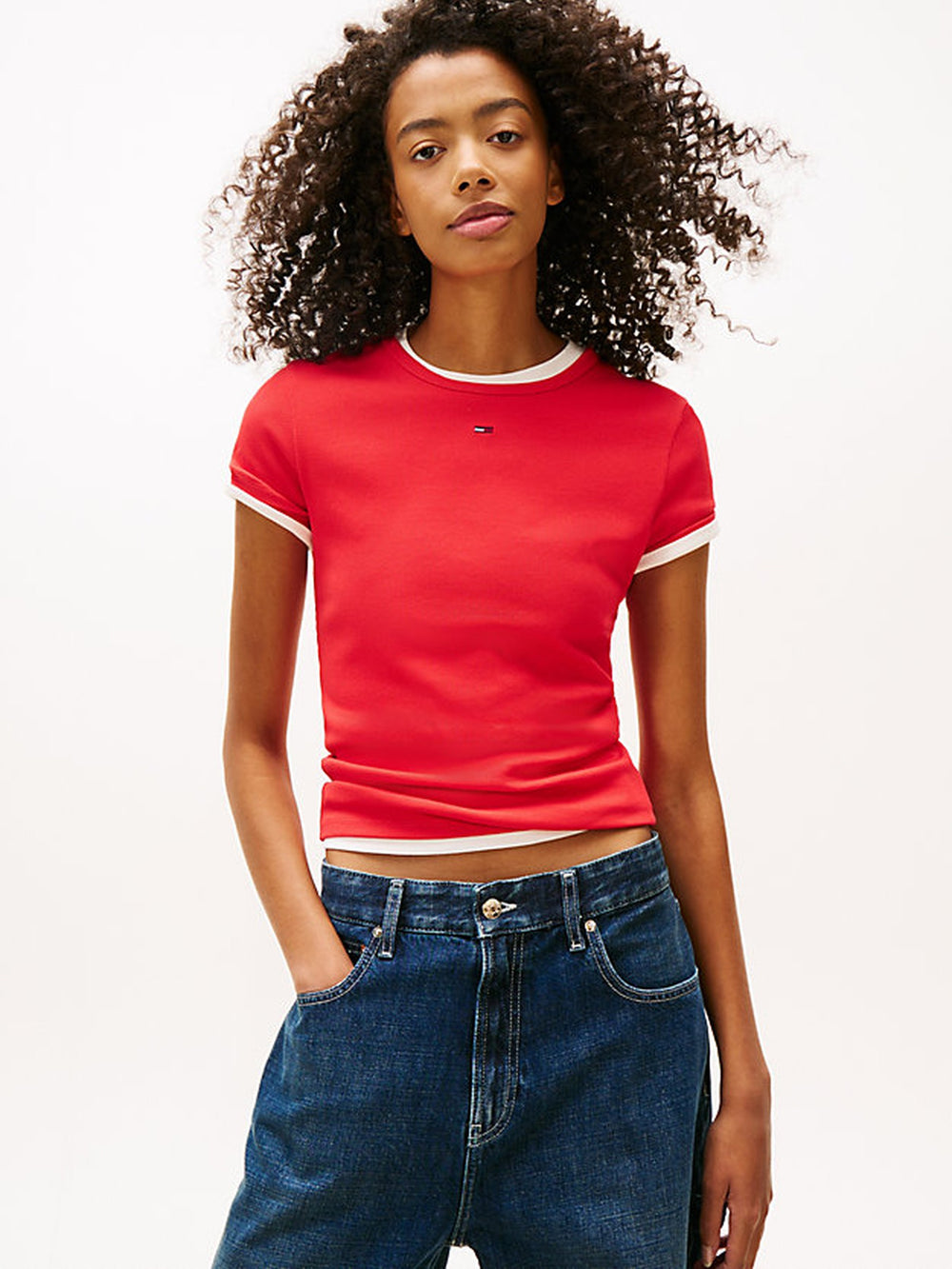 Stripe Slim Fit Half Sleeve Ribbed T-Shirt