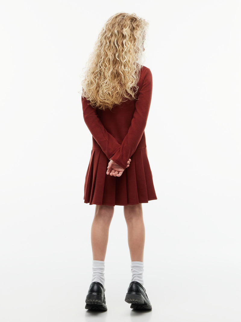 Kids Long-Sleeve Solid Knit Skater Dress