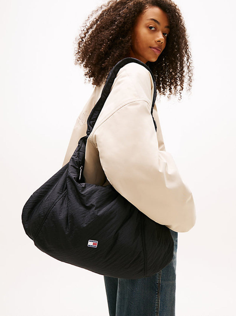 Solid Nylon Shoulder Bag