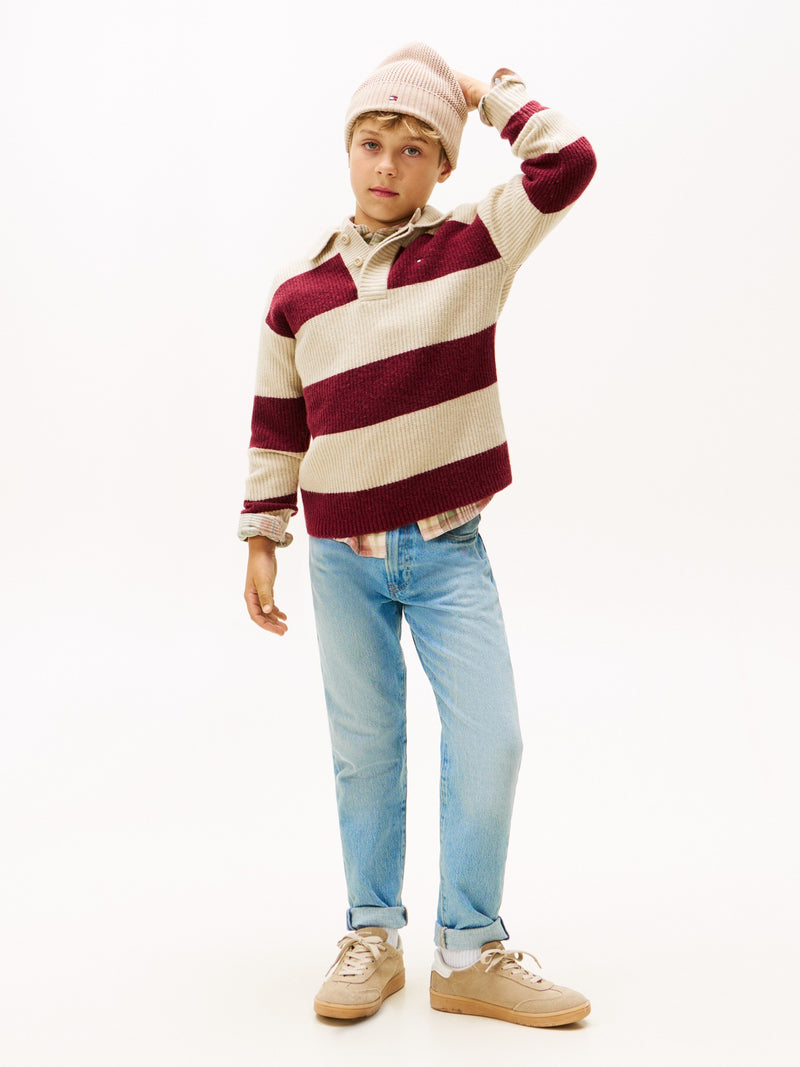 Kids Stripe Quarter Zip Sweater