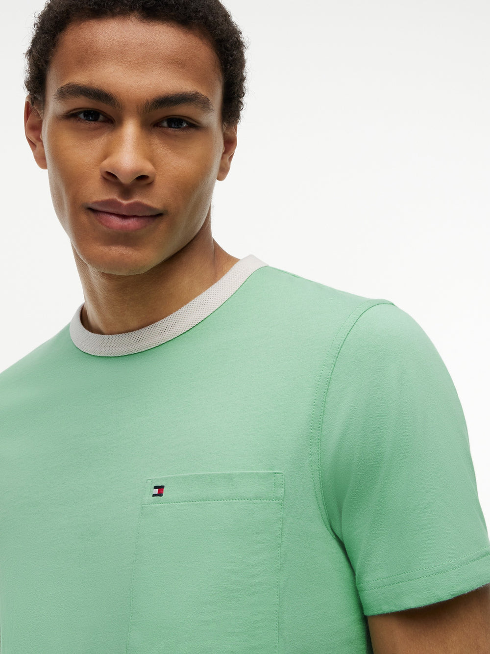 Regular Fit Mesh Neck Tshirt
