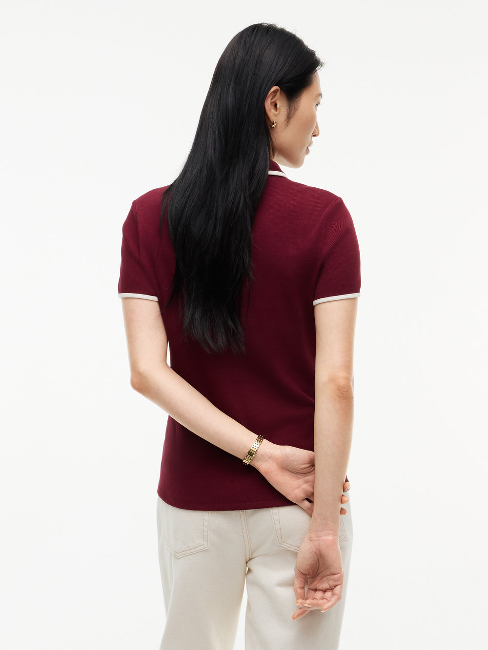 Solid Slim Fit Half Sleeve Ribbed Polo