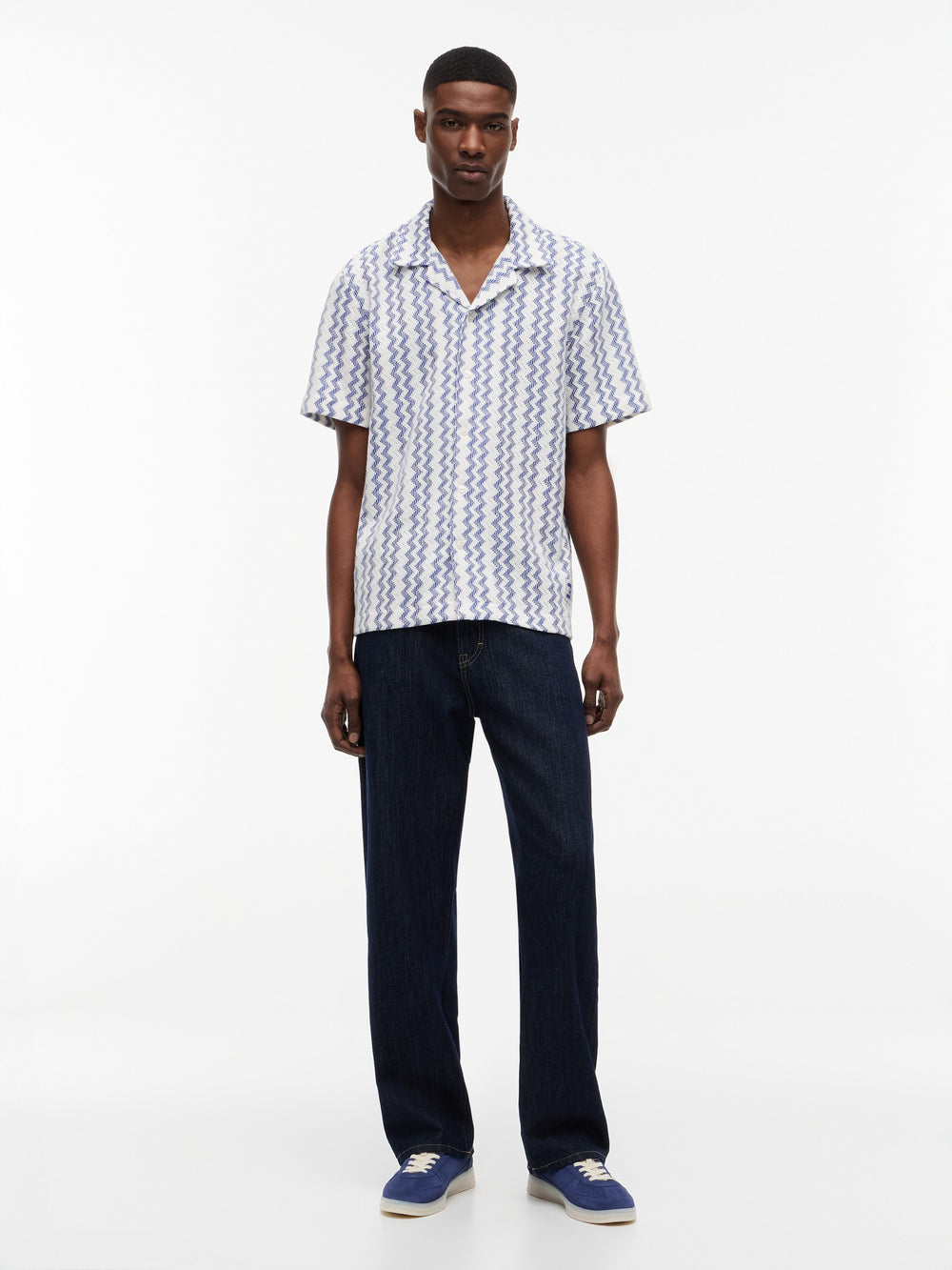 Regular Fit Stripe Crochet Shirt