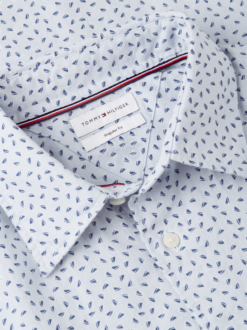 Regular Fit Print Linen Shirt