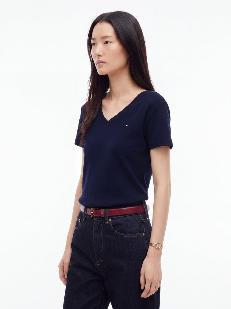 Solid Slim Fit Half Sleeve Ribbed T-Shirt