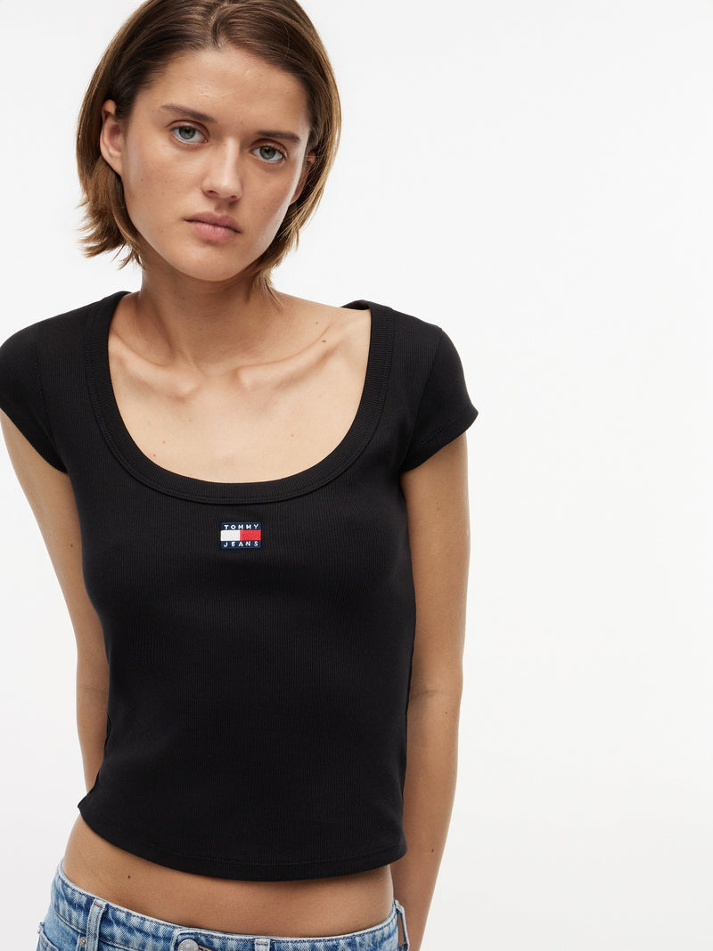 Solid Slim Fit Half Sleeve Ribbed T-Shirt