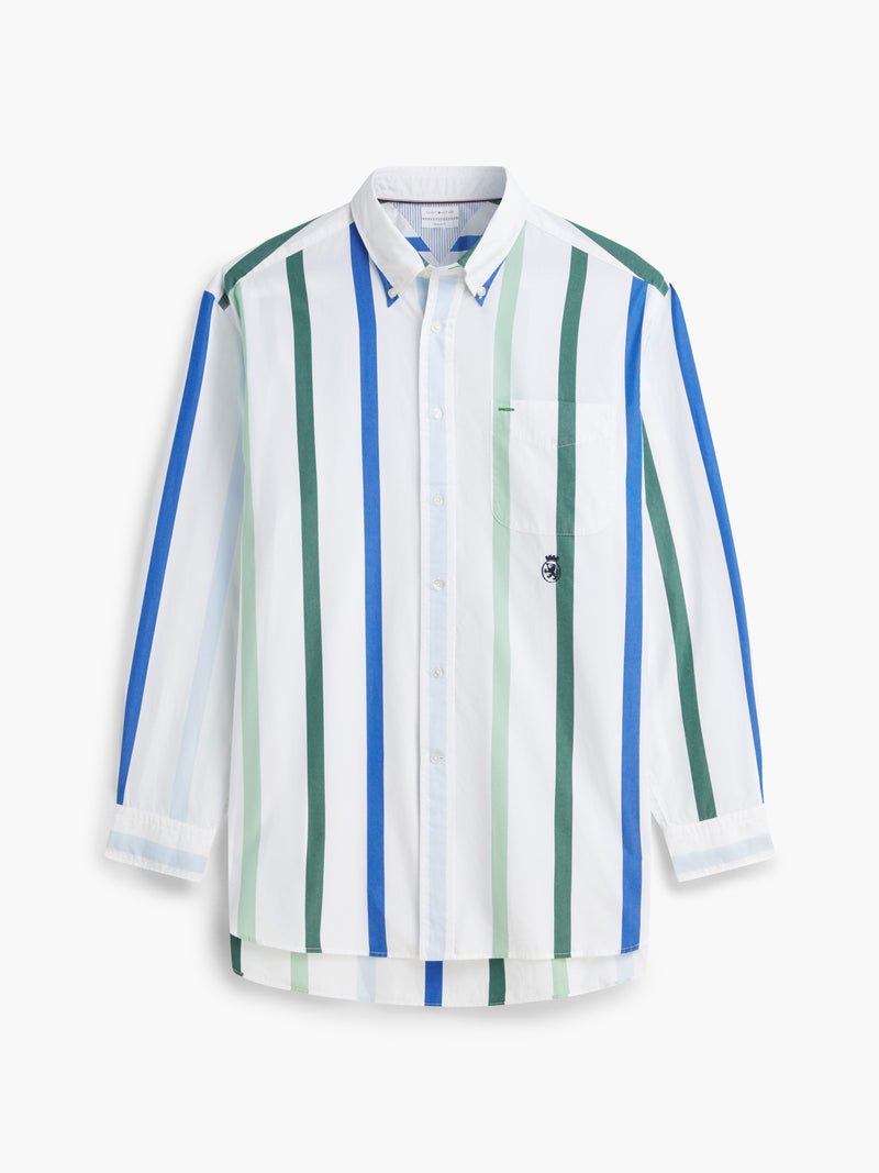 Boxy Fit Stripe Poplin Shirt