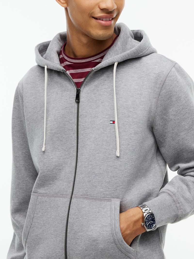 Zip Thru Solid Fleece Hoodie