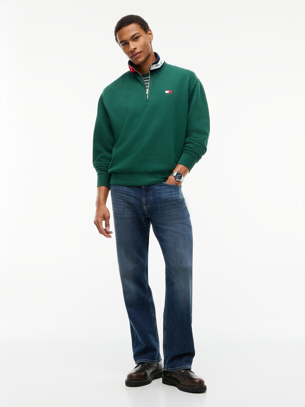 Relaxed Fit Fleece Quarter Zip Sweatshirt