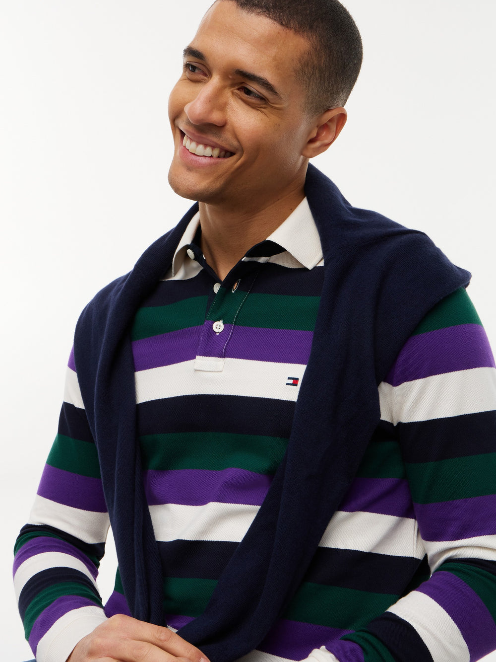 Regular Fit Striped Pique Polo