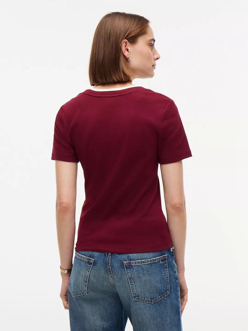 Solid Slim Fit Half Sleeve Ribbed T-Shirt