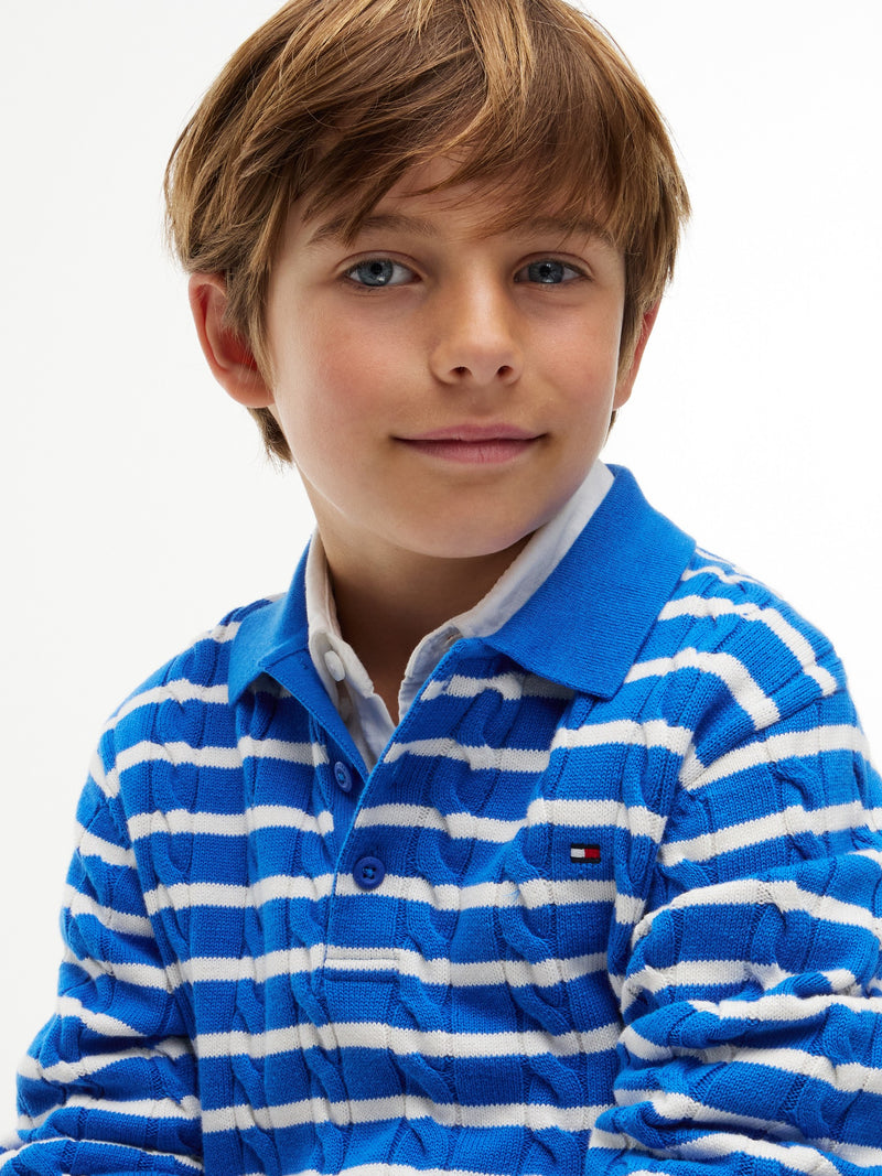 Kids Cable Knit Sweater Polo