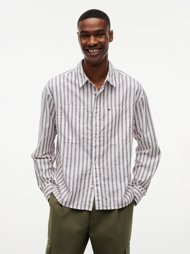 Boxy Fit Stripe Textured Shirt