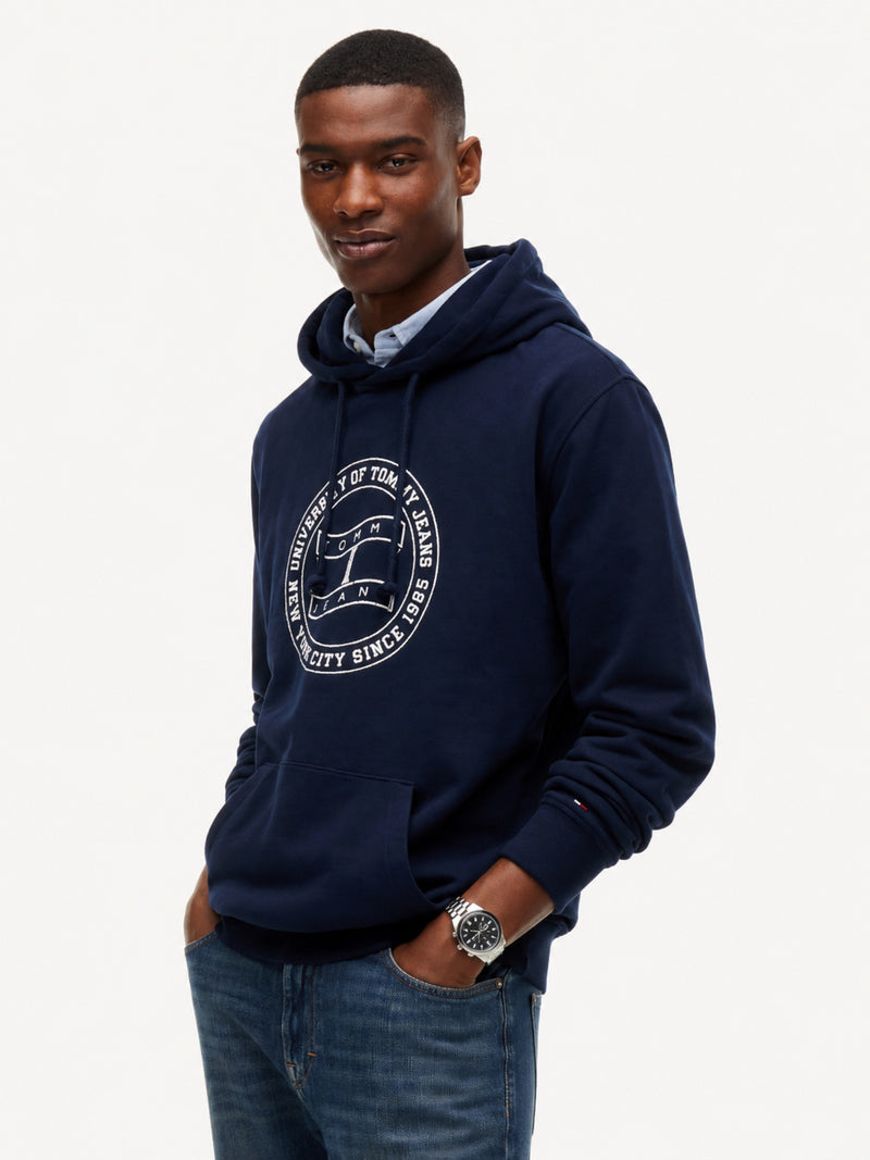 Regular Fit Diagonal Terry Hooded Sweatshirt