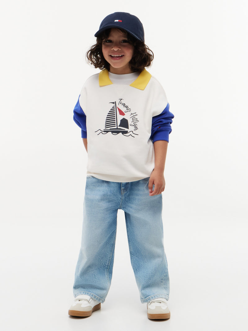 Boys Wide Pull On Stretch Jeans