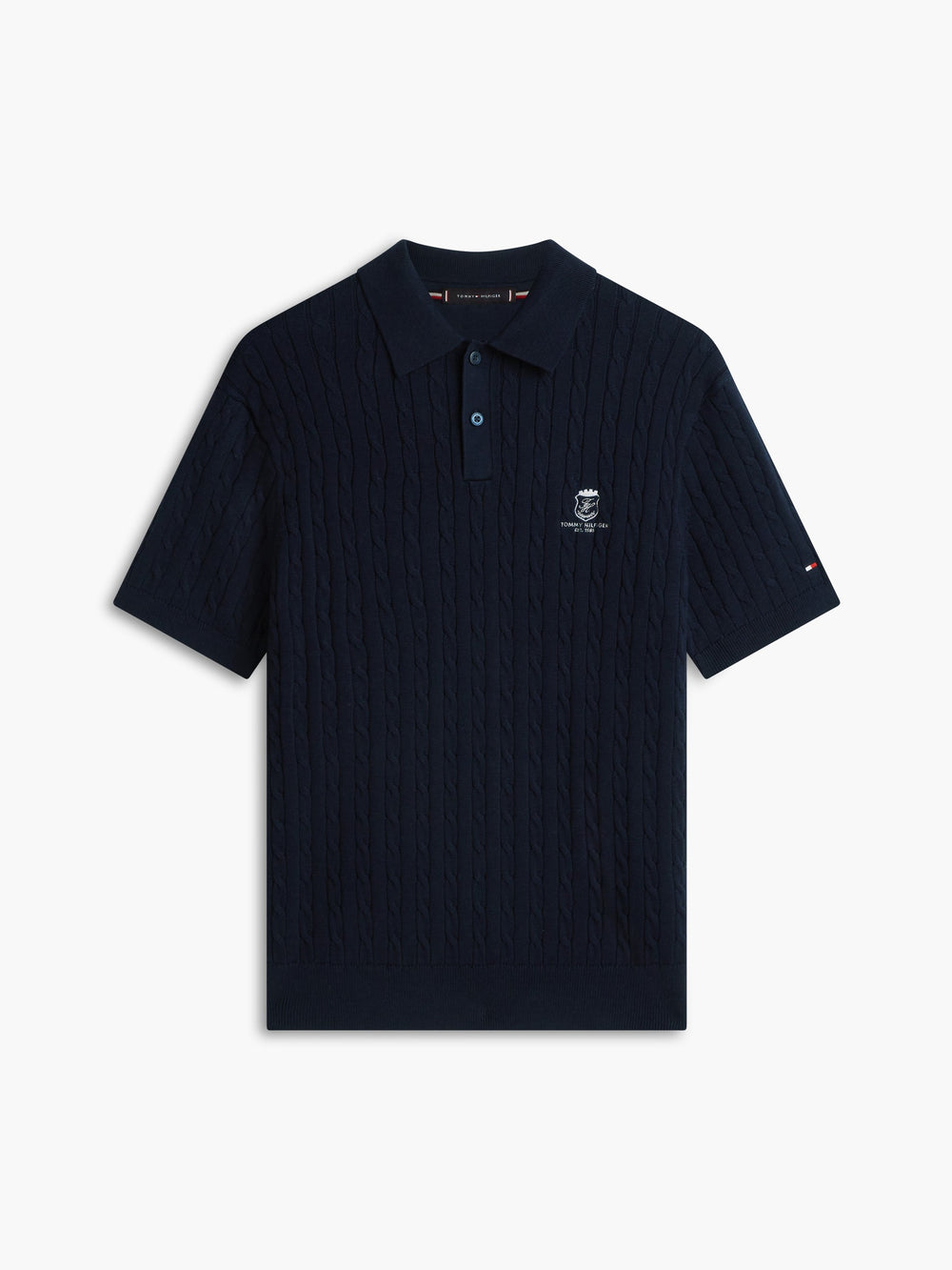 Regular Fit Solid Cable Knit Polo