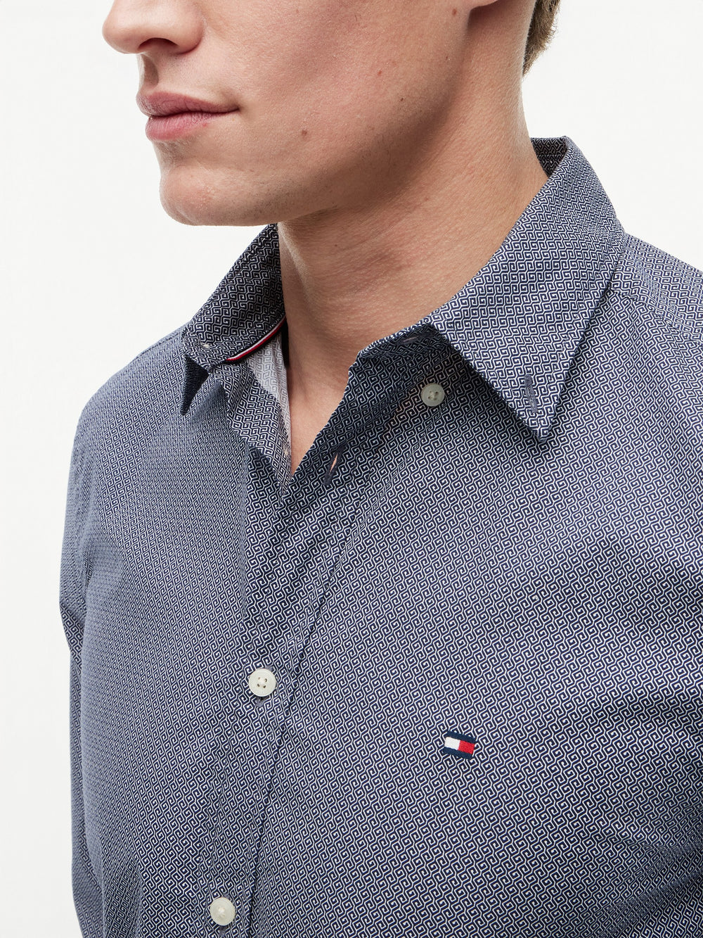 Slim Fit Print Poplin Shirt
