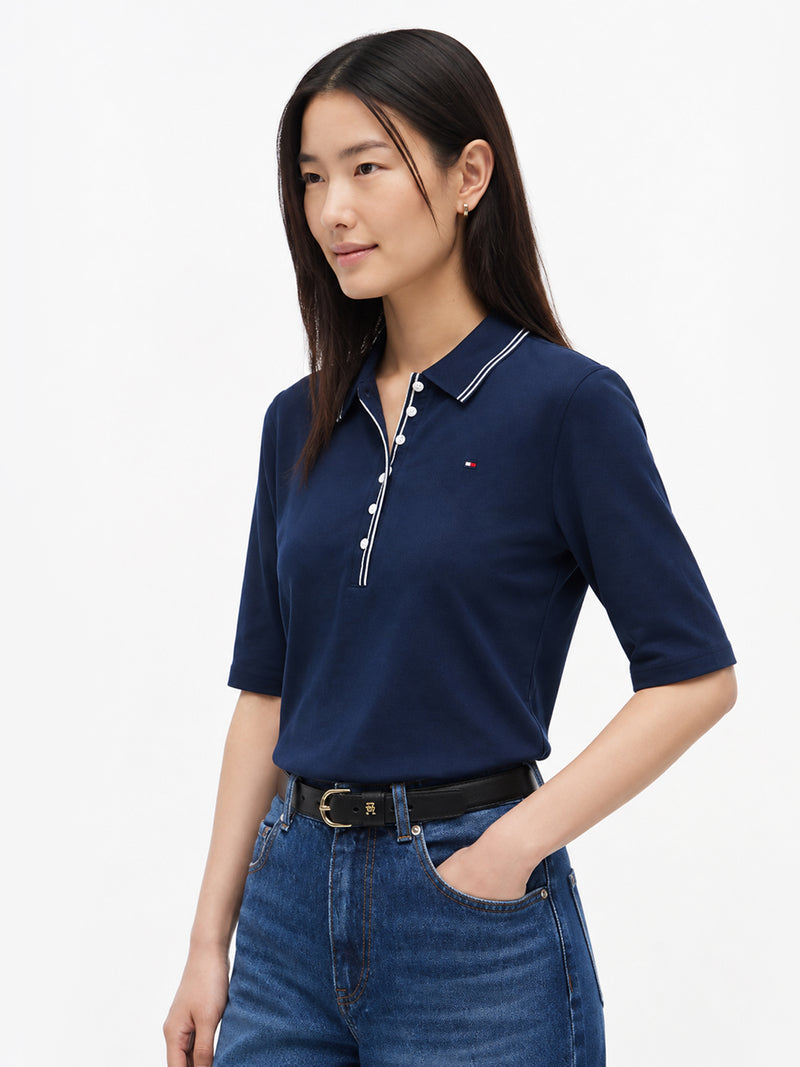Solid Slim Fit Half Sleeve Lyocell Pique Polo
