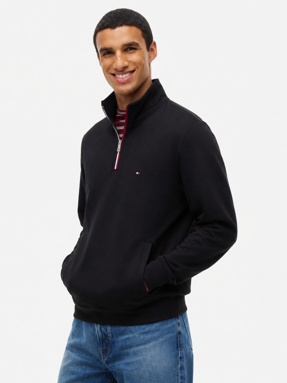 Regular Fit Quarter Zip Terry Sweatshirt