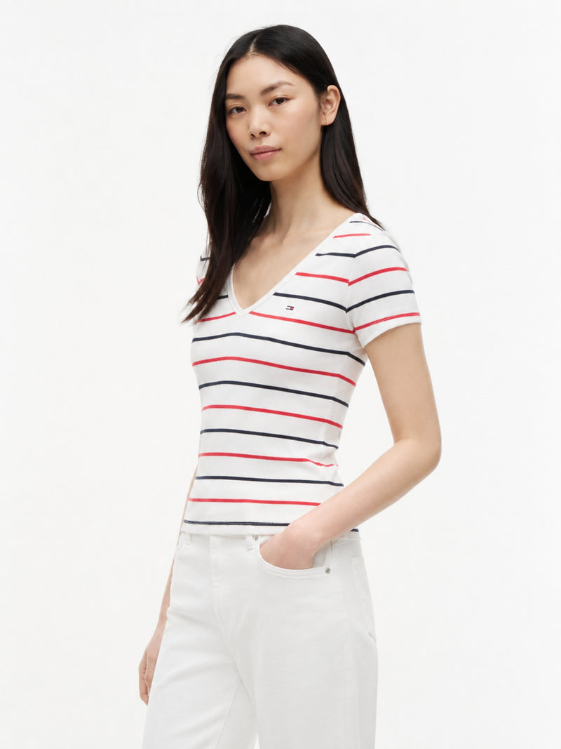 Stripe Slim Fit Half Sleeve Ribbed T-Shirt