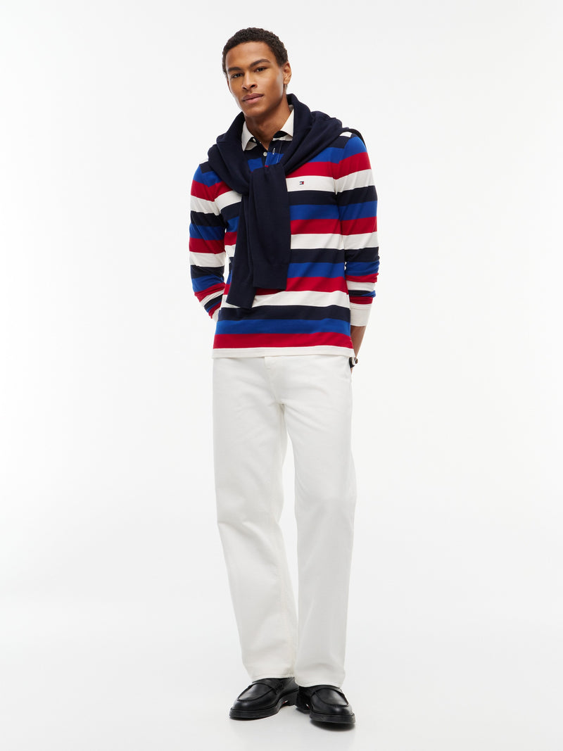 Regular Fit Striped Pique Polo