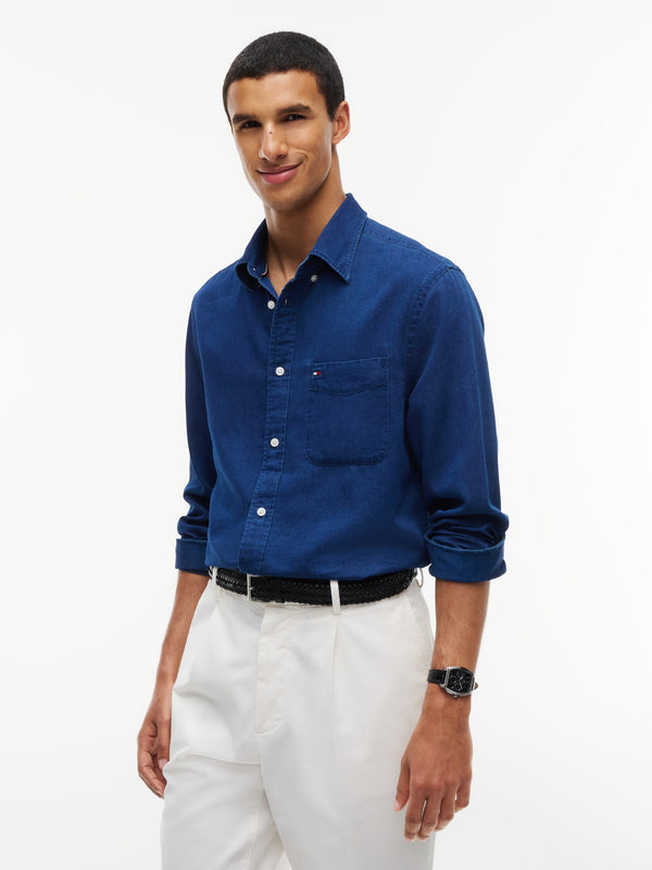 Regular Fit Solid Chambray Shirt