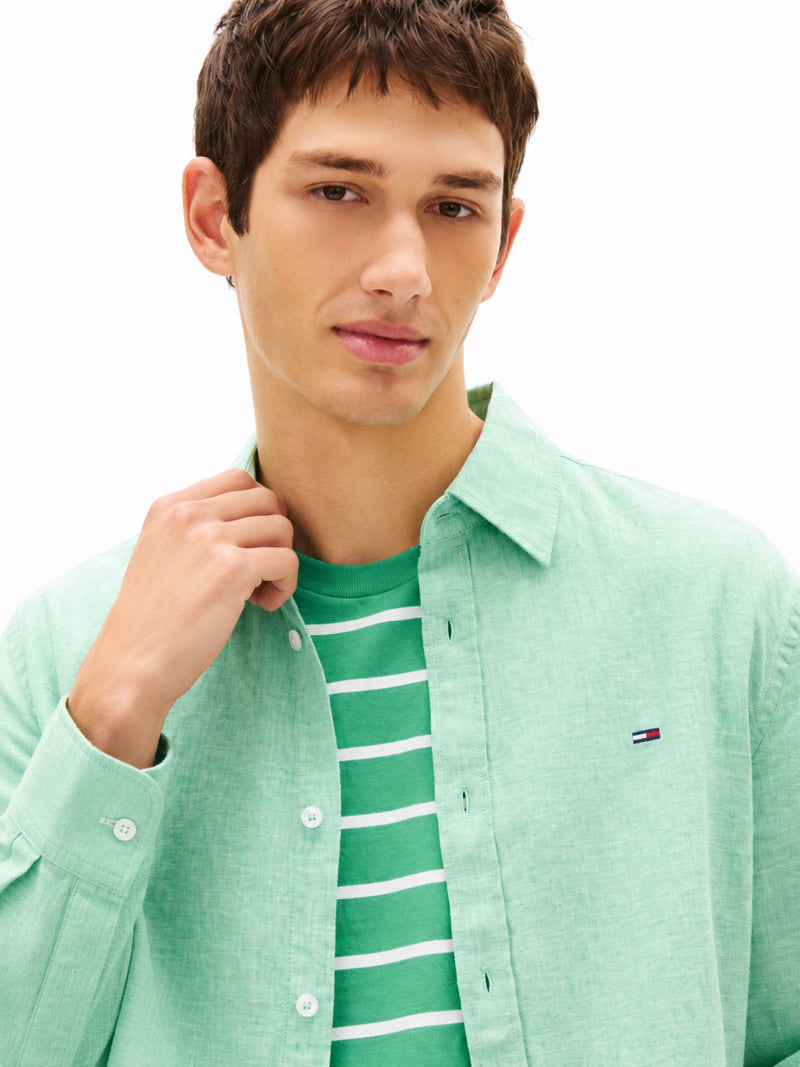 Regular Fit Solid Linen Blend Shirt