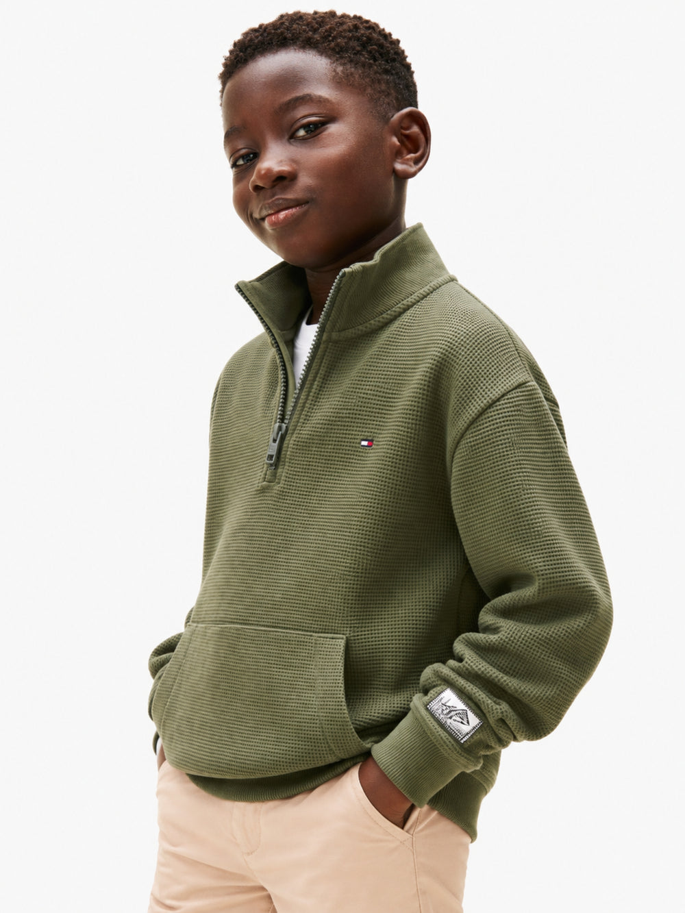 Kids Waffle Quarter-Zip Sweatshirt