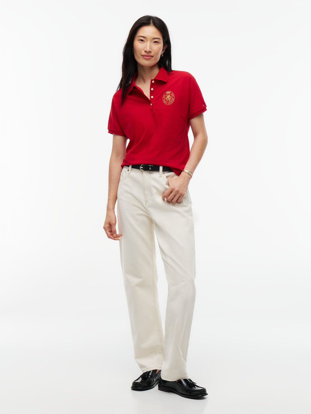 Solid Relaxed Fit Half Sleeve Pique Polo