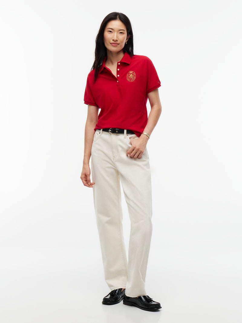 Solid Relaxed Fit Half Sleeve Pique Polo