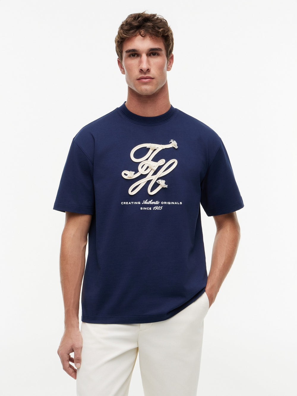 Relaxed Fit Cord Embroidery Tshirt