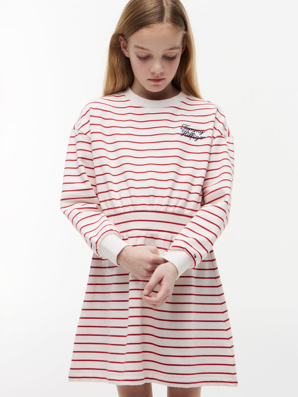 Kids Long-Sleeve Stripe Sweatshirt Dress