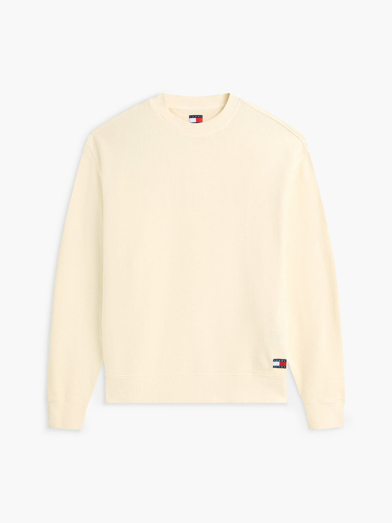 Relaxed Fit Waffle Crew Neck Sweatshirt