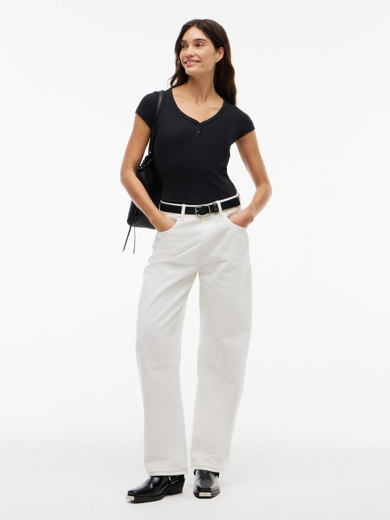 Solid Slim Fit Half Sleeve Ribbed T-Shirt