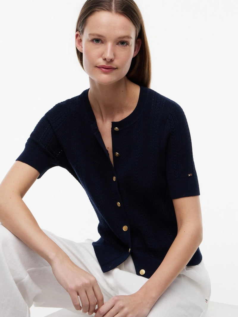 Texture Round Neck Cardigan