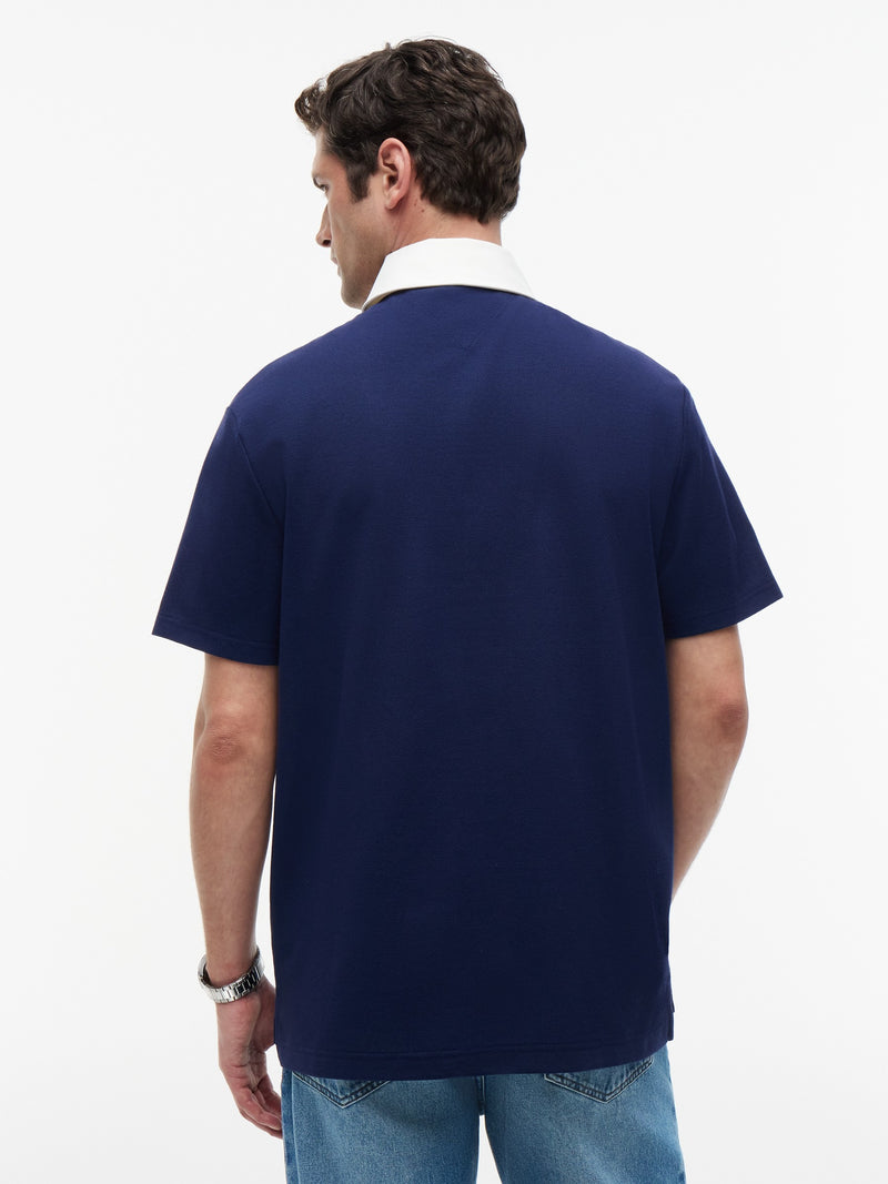 Contrast Collar Rugby Polo