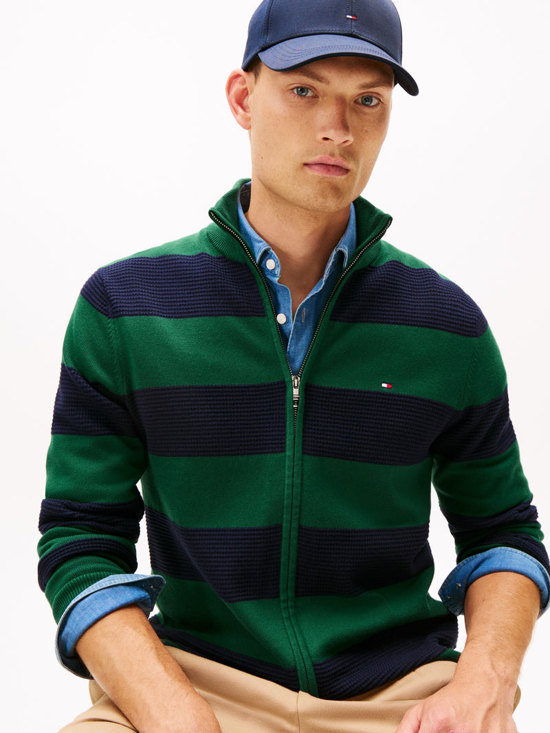 Zip Thru Striped Sweater