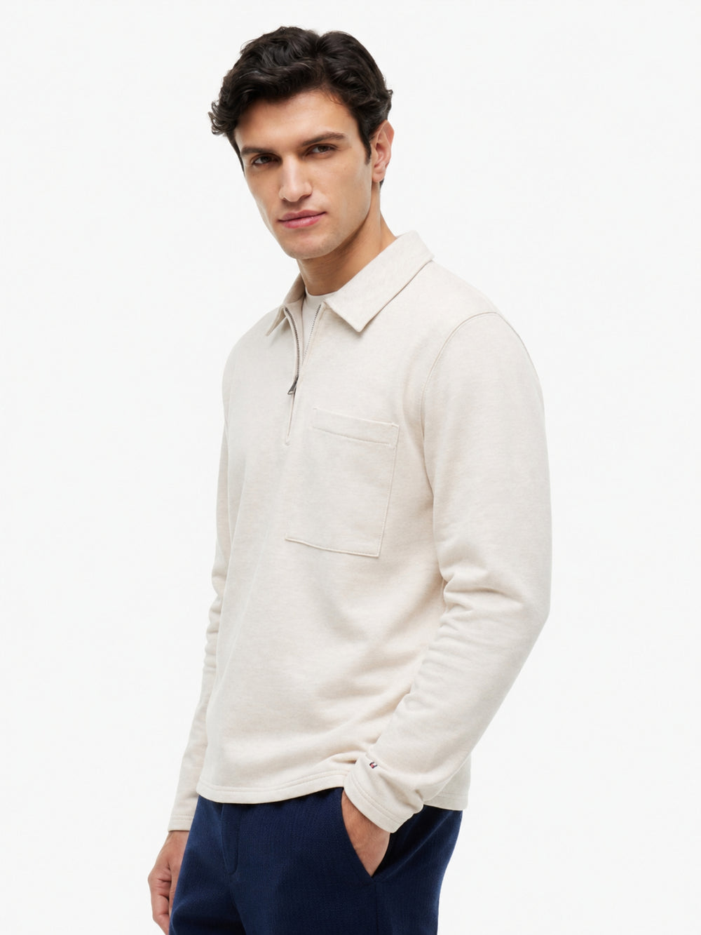 Regular Fit Terry Quarter Zip Sweatshirt