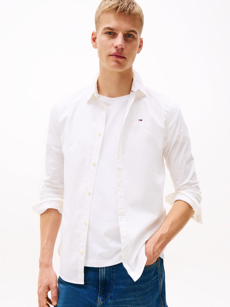 Slim Fit Solid Stretch Poplin Shirt