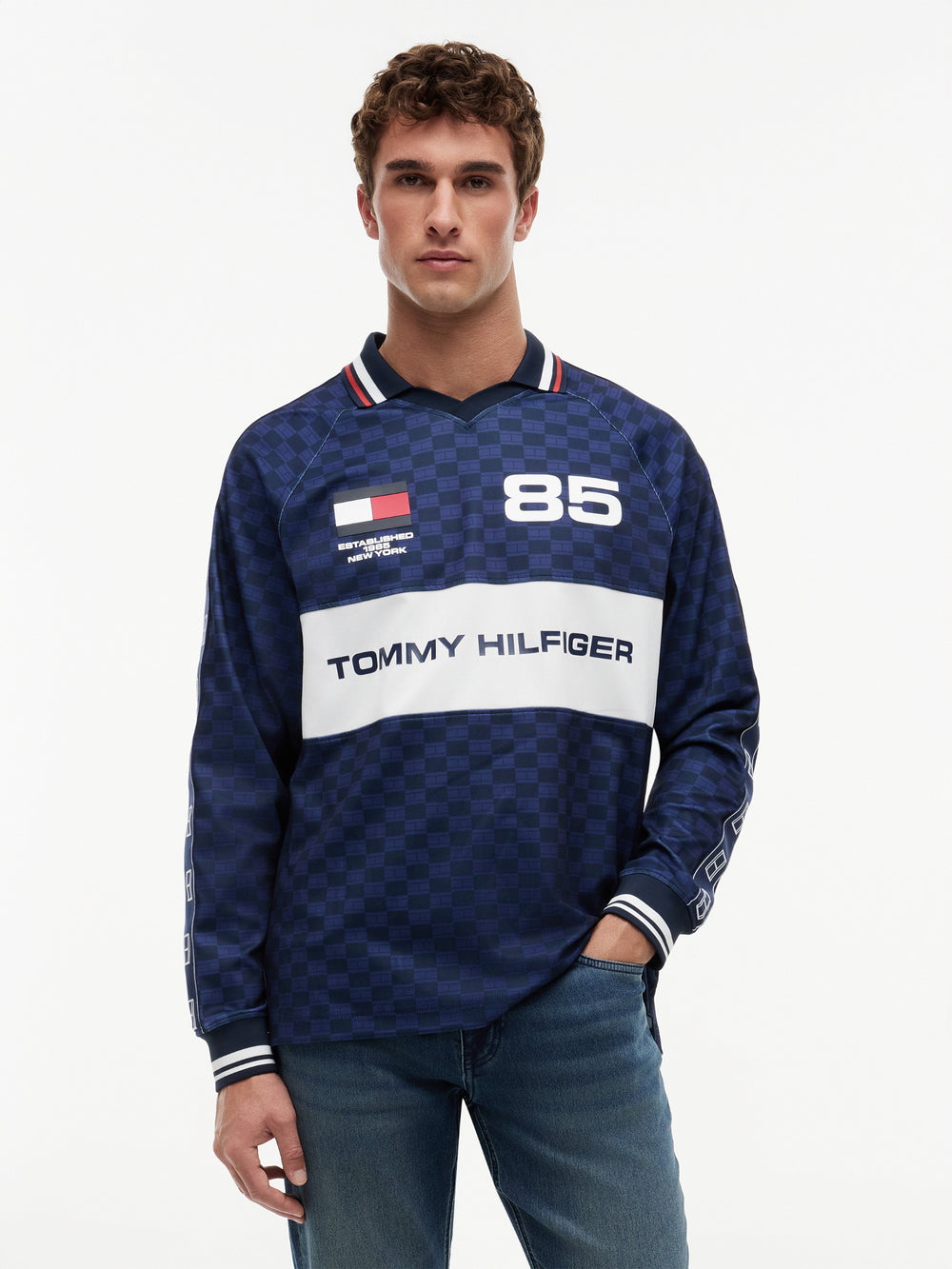 Relaxed Fit Printed Rugby Polo