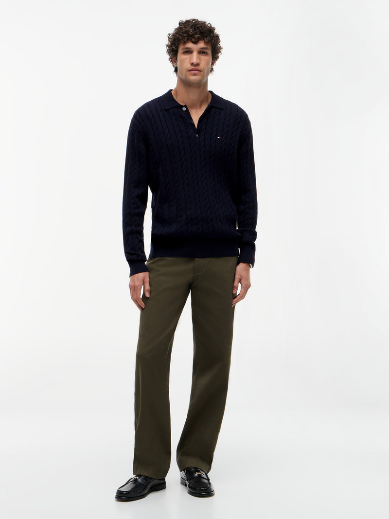 Cable Knit Button Placket Sweater